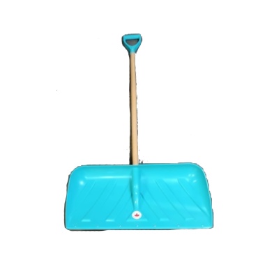 Snow Shovel 26 Pusher Metal Edge w/Wooden Handle Teal