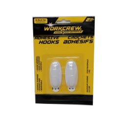 Adhesive Hooks 0.9 x 2.1" 2pk. Workcrew"