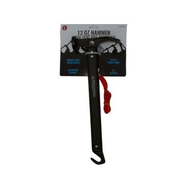 Hammer w/Tent Peg Remover 13oz. 12 Length Aluminum Handle