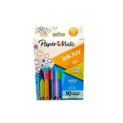 Gel Pens 10pk. Ass't Colours 0.7mm Medium Point Paper Mate Inkjoy