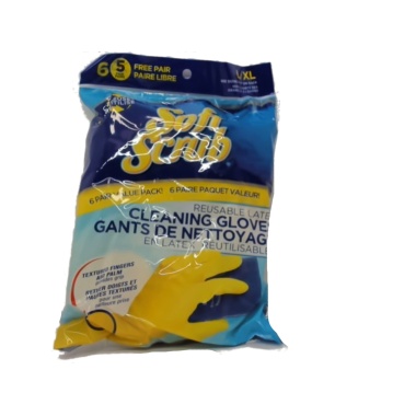 Latex Cleaning Gloves 6pk. Reusable Soft Scrub
