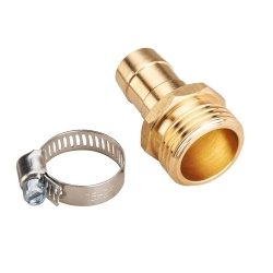 Brass Hose Coupling Male 5/8 inch with hose Clamp