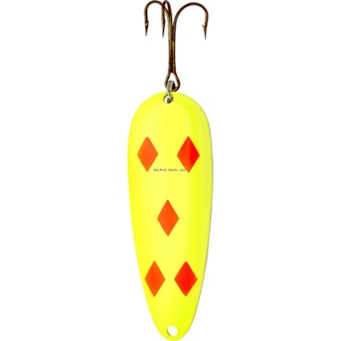 Lucky Strike B1400-68 Devil Bait Spoon- 2.5 Chartreuse&Red Diamonds