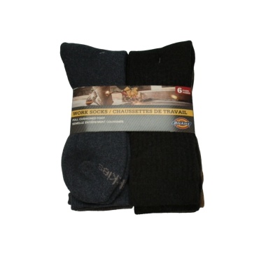 Socks Men's Work 6pk. Ass't Colours Full Cushioned Foot Dickies