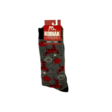 Socks Women's Boot 2pk. Grey/Ivory Reindeer Kodiak