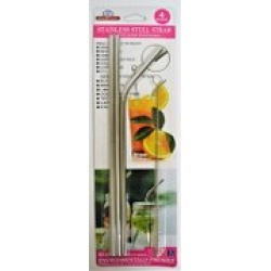 4pc Stainless Steel Straws Plus Brush
