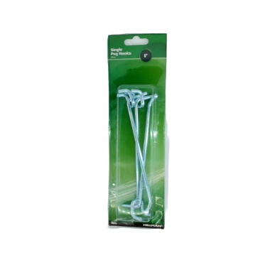 Single Peg Hooks 6 3pk. Zinc For 1/4