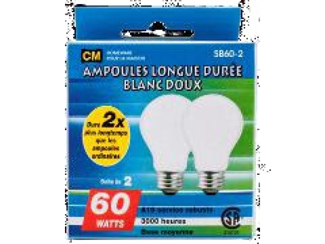 Light bulb soft white 60 watt 2 pack
