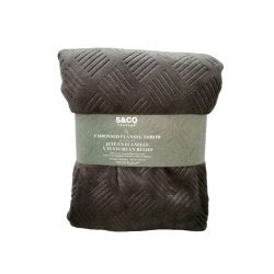 Embossed Flannel Throw Black 48 x 60" S & Co Vintage"