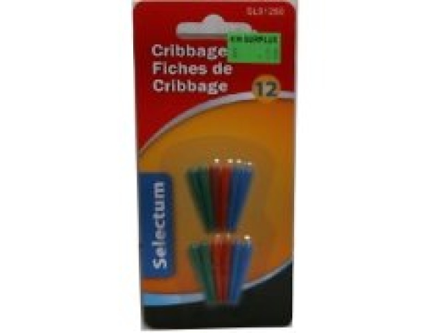 12 Pc. Cribbage Pegs 3 Assorted Colours