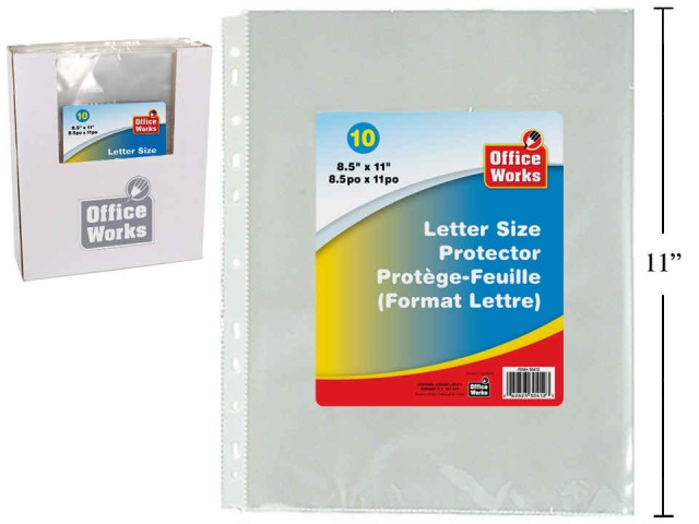 Sheetp protector 8.5x11 inch 10 pc office works