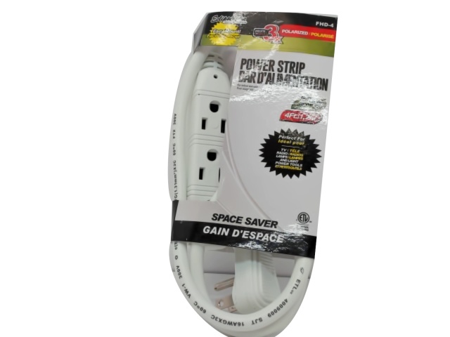 Power strip 4 foot 3 prong 3 outlet16/3