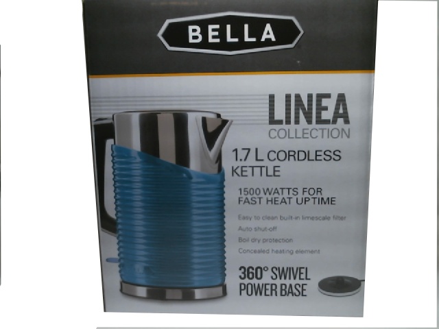 Cordless Kettle 1.7L 1500W Blue 360 Swivel Power Base Bella Linea