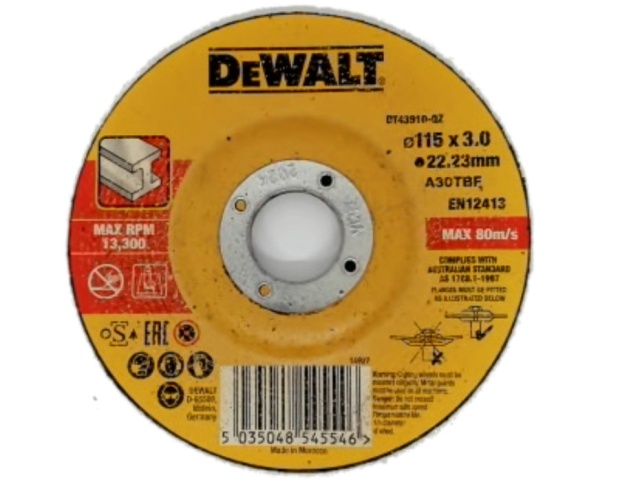 Metal Cutting Wheel Depressed Center 4 1/2 115x3.0x22.23mm Dewalt\