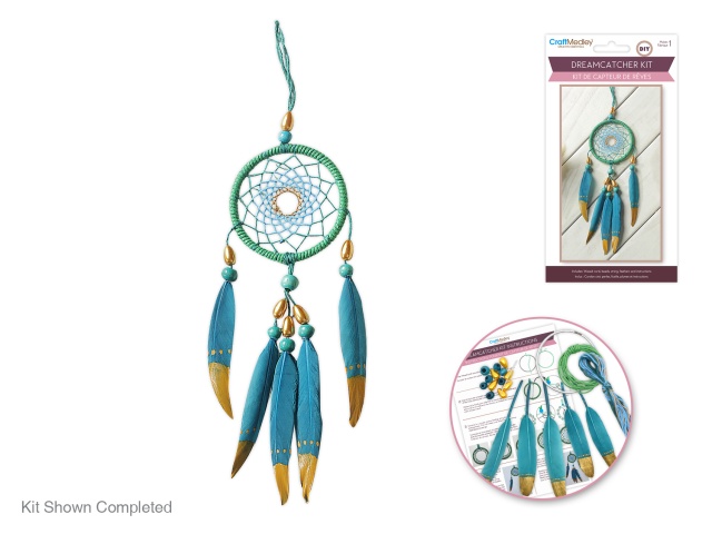 Craft Medley Kit: DIY Dream Catcher w/Beads A) Turquoise