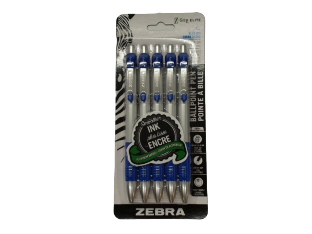 Ballpoint Pen 5pk. Blue Ink Z Grip Elite Zebra