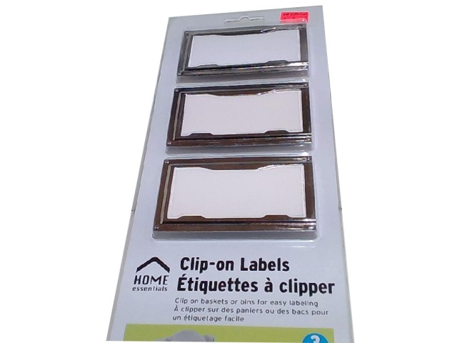 H.E. 3pc. Clip-On Labels Slide-on card