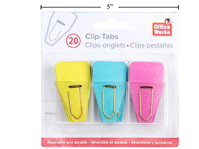 O.WKs.20pcs Clip on Binder ID tab 3 Colours