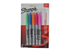 SHARPIE 5PK FINE MARKERS ASST'D