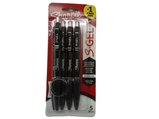 Sharpie Pens 5pk. Black S Gel No Smear