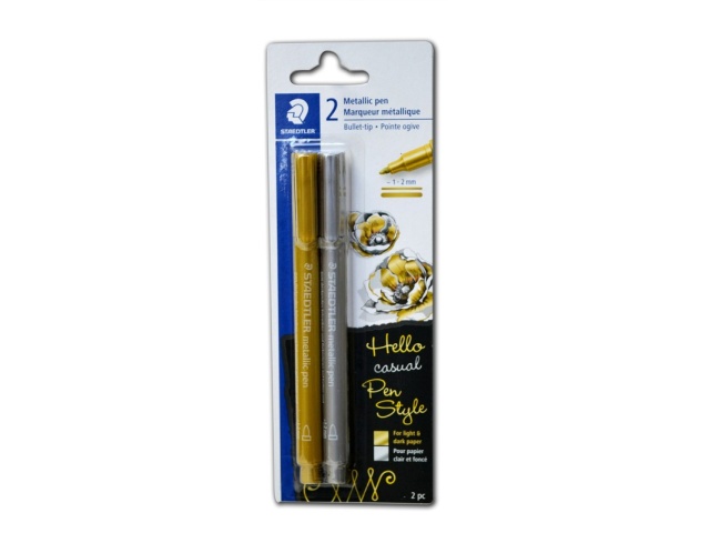 STAEDTLER 2 PC METALLIC PEN BULLET TIP GOLD & SILVER