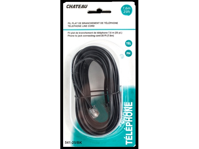 Phone Line Cord Black 25 foot