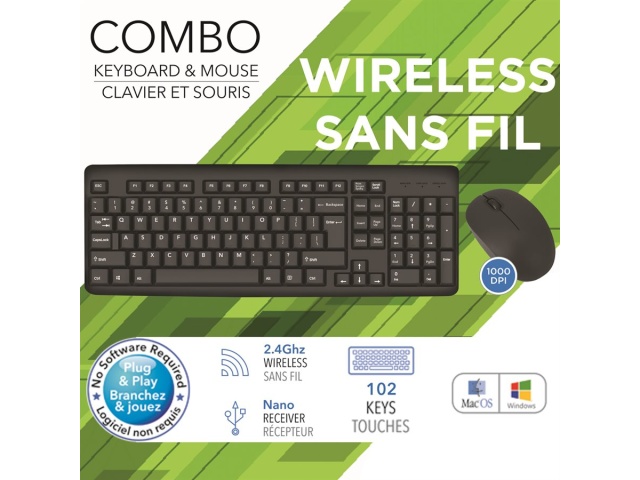 Keyboard & Mouse Wireless Combo 2.4GHz