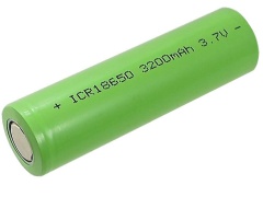 18650 rechargeable lithium battery 3200 mAh, 3.7V