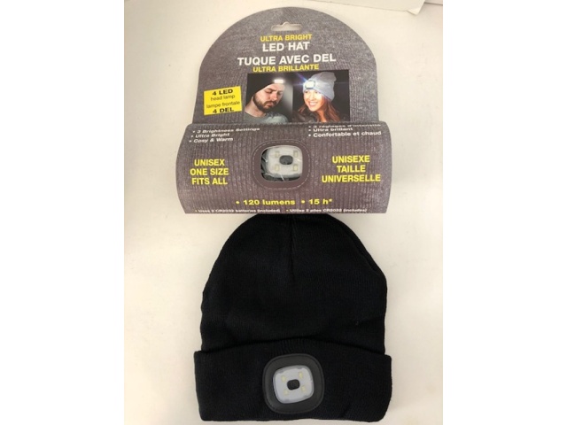 Toque black with 4 LED headlamp built in