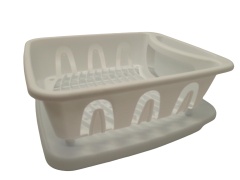 Plastic dish drainer with board - white 14x12.2x5.1 inches