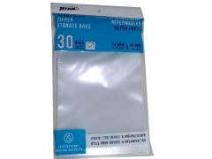 Storage bags heavy duty zipper 140x200mm 30 pack Titan