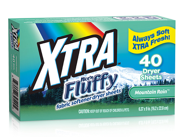 XTRA 40ct Fabric Softener Sheets, Rain Fresh Scent