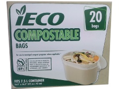 Compostable kitchen bags 20 pack fits 7.5L container 42x42cm