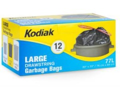 KODIAK REG BLACK DRAWSTRING GARB BAG 760x840MM 12/ROLL