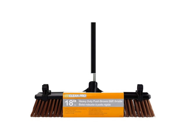 Push broom heavy duty 18 inch stiff bristle