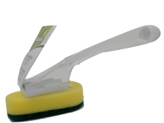 Scrubbing sponge with soap dispenser handle