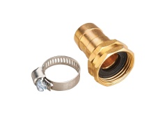 Brass Hose Coupling Female 3/4 inch with hose Clamp