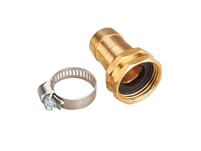 Brass Hose Coupling Female 3/4 inch with hose Clamp