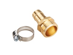 Brass Hose Coupling Male 5/8 inch with hose Clamp