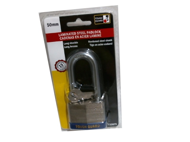 Padlock laminated 50mm steel long shackle tough guard