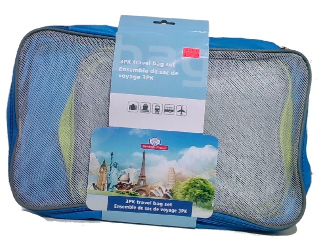 TRAVEL BAG SET 3PK 28x18x5cm, 28x23x6cm, 38x23x6cm