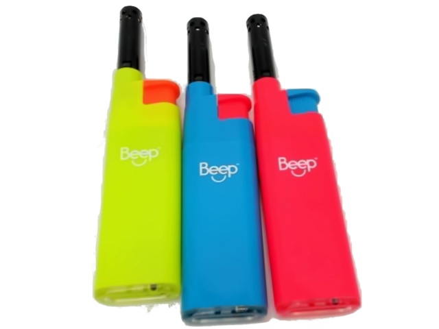 Lighter Refillable Turbo Flame Assorted Colours Beep