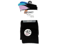 Socks Ladies 3pk. Black/Blue Secret Cotton Comfort