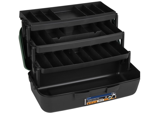 Tackle box with 3 tier tray 16 inch