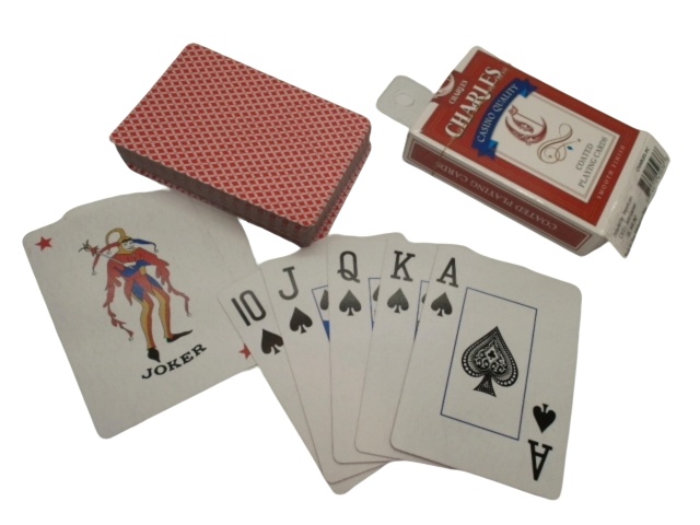 Playing cards coated large number blue or red