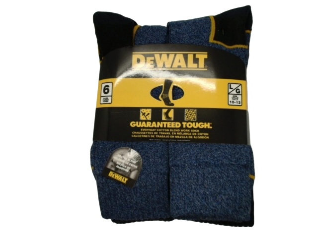 Work Socks Men\'s 6pk. Navy Cotton Blend Dewalt