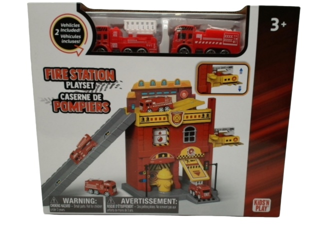 Fire Station Playset w/2 Vehicles Kids \'n Play