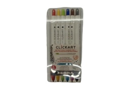 Retractable Marker Pen 6pk. Ass't Colours Clickart