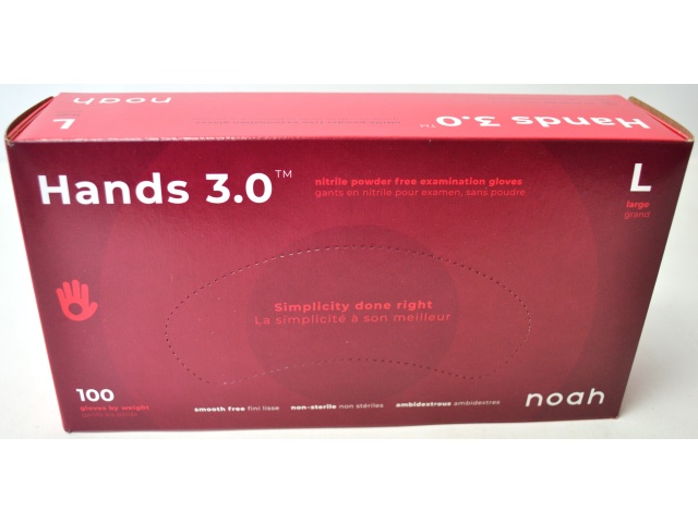 NITRILE HANDS 3.0 LARGE GLOVES 100/PK