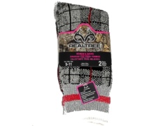 Socks Women's Crew 2pk. White/Red Realtree